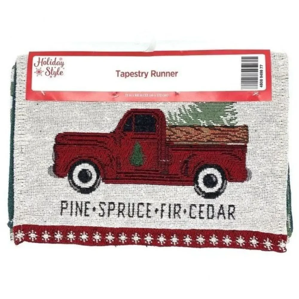 Christmas Red Truck Table Runner New